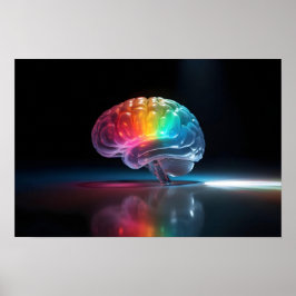 Rainbow Brain Glow Autismus Neuroversity Bewusstse Poster