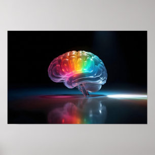 Rainbow Brain Glow Autismus Neuroversity Bewusstse Poster