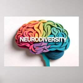 Rainbow Brain Neurodiversity Text Autismus Bewusst Poster