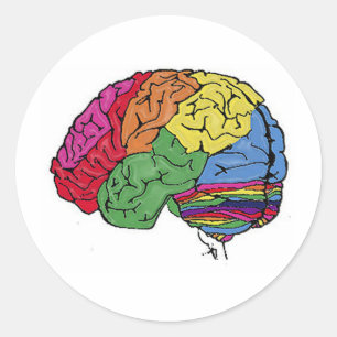 Rainbow Brain Runder Aufkleber