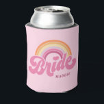 Rainbow Bride Retro Personalisiert Dosenkühler<br><div class="desc">Rainbow Bride Retro Personalisiert Can Cooler</div>