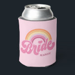 Rainbow Bride Retro Personalisiert Dosenkühler<br><div class="desc">Rainbow Bride Retro Personalisiert Can Cooler</div>