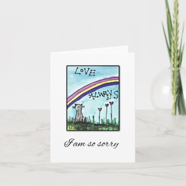 Rainbow Bridge, Cat Sympathy Card Karte (Vorderseite)