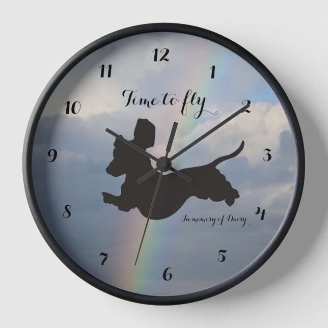 Rainbow Bridge Dackel Wall Clock Uhr (Vorderseite)