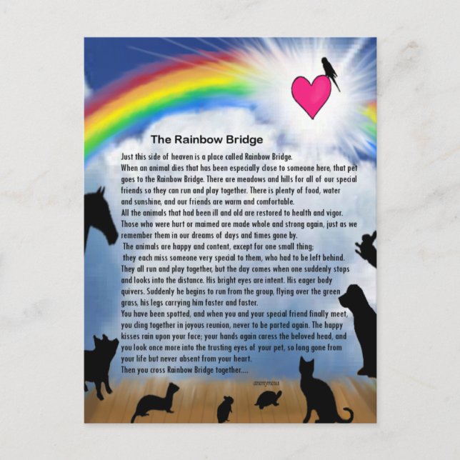 Rainbow Bridge Gedicht Postkarte (Vorderseite)