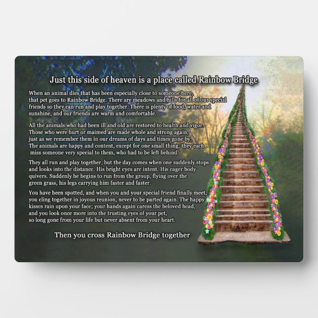 Rainbow Bridge Haustier Erinnerung Keepake Plaque Fotoplatte (Vorderseite)