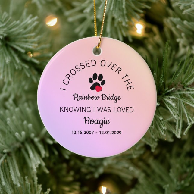 Rainbow Bridge Haustier-Foto-Runde Keramik Ornament (Baum)