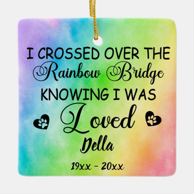 Rainbow Bridge-Hundemachorial, Benutzerdefiniertes Keramikornament (Vorderseite)