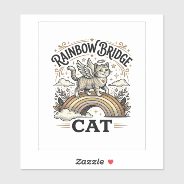 Rainbow Bridge Katze Katze Gedenk Rainbow Bridge V Aufkleber (Blatt)