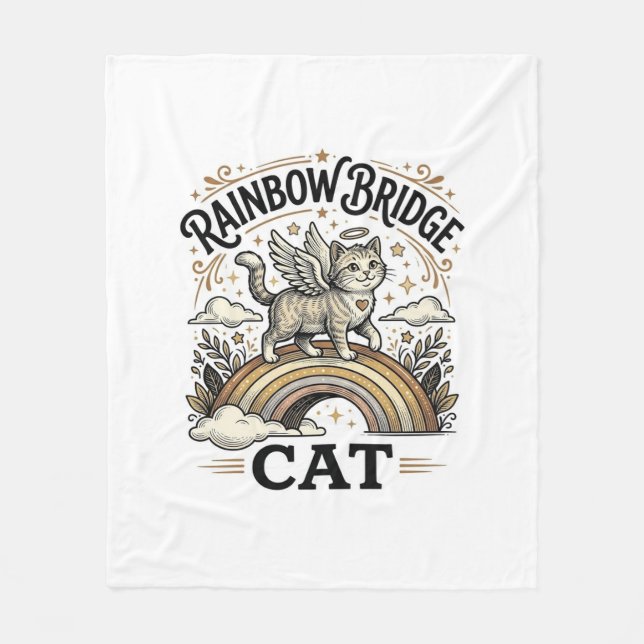 Rainbow Bridge Katze Katze Memorial Regenbogenbrüc Fleecedecke (Vorderseite)