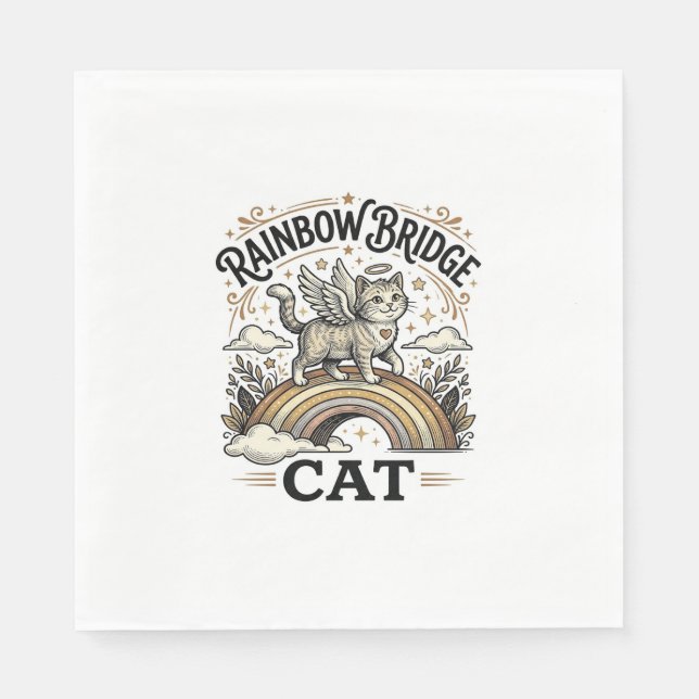 Rainbow Bridge Katze Katze Memorial Regenbogenbrüc Serviette (Vorderseite)