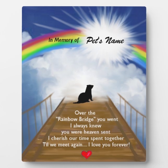 Rainbow Bridge Memorial Gedicht für Frettchen Fotoplatte (Vorderseite)