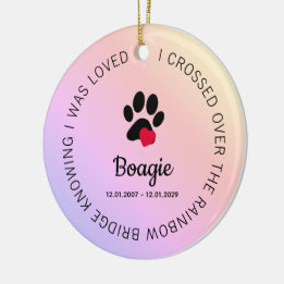 Rainbow Bridge Paw Print Personalized Pet Memorial Keramik Ornament