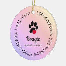 Rainbow Bridge Paw Print Personalized Pet Memorial Keramik Ornament