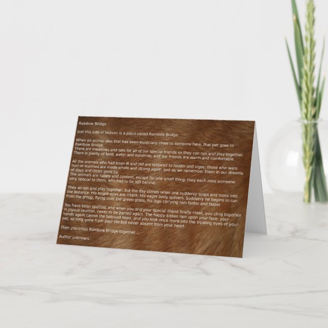Rainbow Bridge Pet Beileid Poetcard Karte (Vorderseite)
