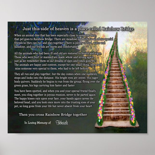 Rainbow Bridge Pet Loss Personalized Wall Print Poster (Vorne)