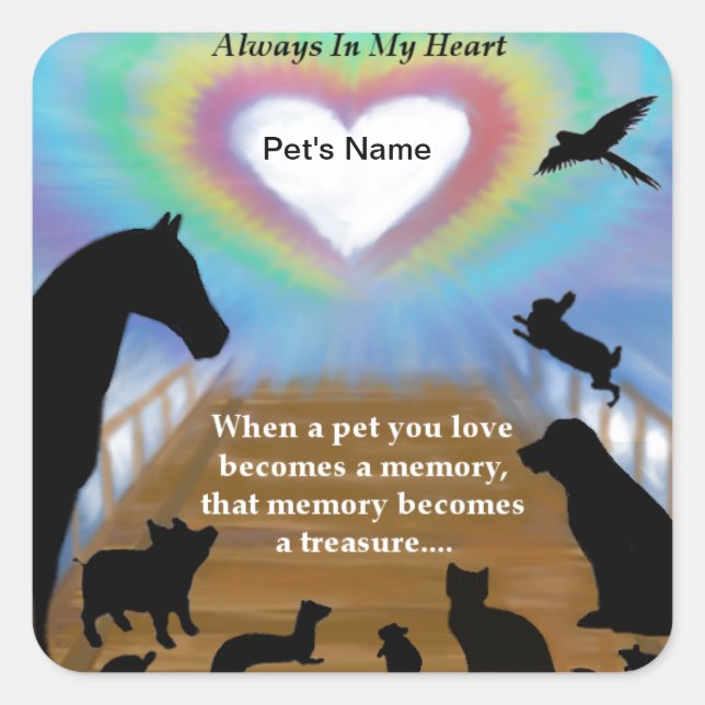 Rainbow Bridge Pets Quadratischer Aufkleber (Vorderseite)
