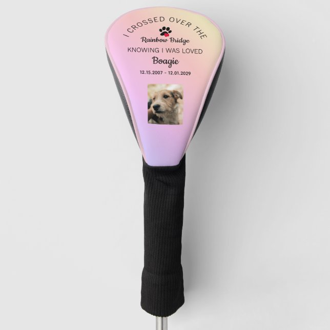 Rainbow Bridge Photo Pet Loss Memorial Golf Headcover (Vorderseite)