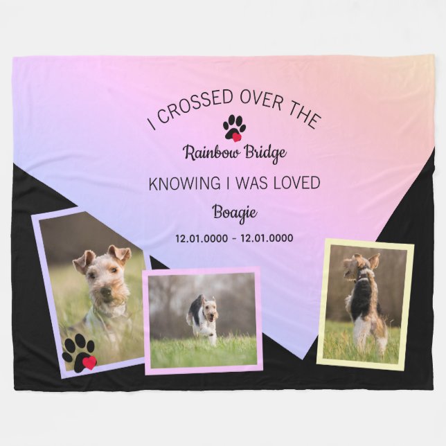 Rainbow Bridge Photo Pet Memorial Fleecedecke (Vorderseite (Horizontal))
