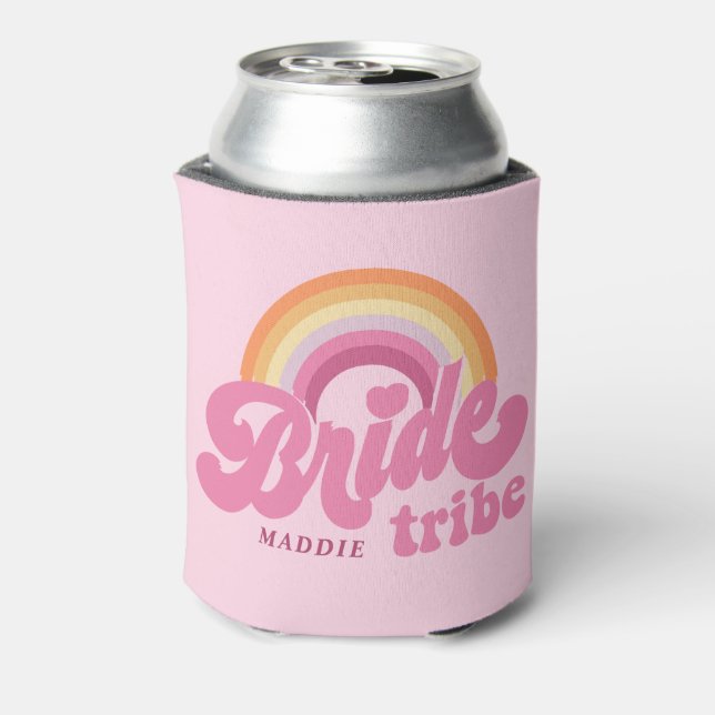 Rainbow Brie Tribe Retro Personalisiert Dosenkühler (Kanne Rückseite)