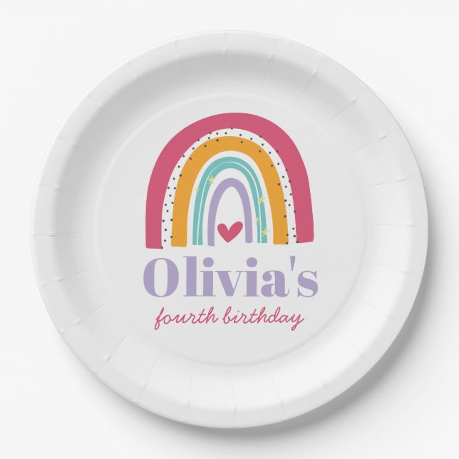 Rainbow Bright Birthday Party Pappteller (Vorderseite)
