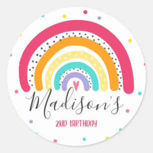Rainbow Bright Geburtstagsparty Dekorationen Favor Runder Aufkleber