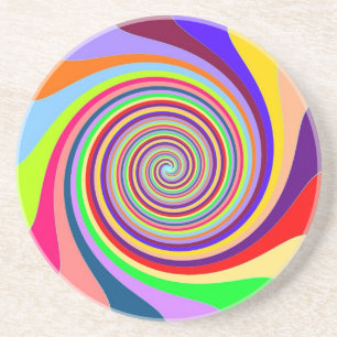 Rainbow bright psychedelic pop art candy swirl getränkeuntersetzer