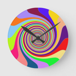 Rainbow bright psychedelic pop art candy swirl runde wanduhr