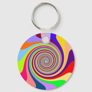 Rainbow bright psychedelic pop art candy swirl schlüsselanhänger