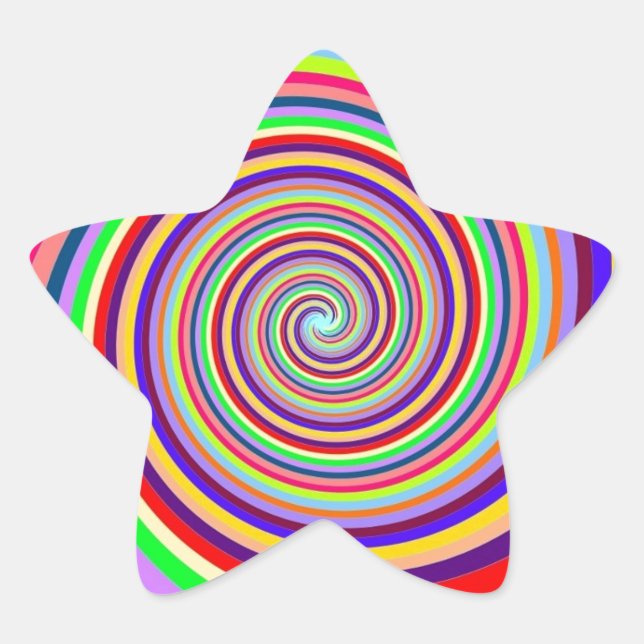 Rainbow bright psychedelic pop art candy swirl  Stern-Aufkleber (Vorderseite)