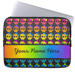 Rainbow Bright Skulls mit Bows Personalisiert Laptopschutzhülle