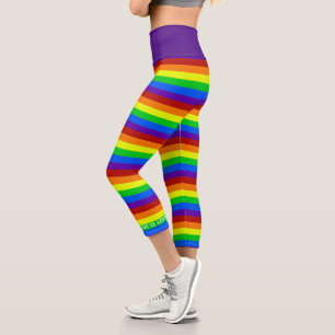 Rainbow Bright Striping Gay Pride Liebe ist Liebe Capri Leggings