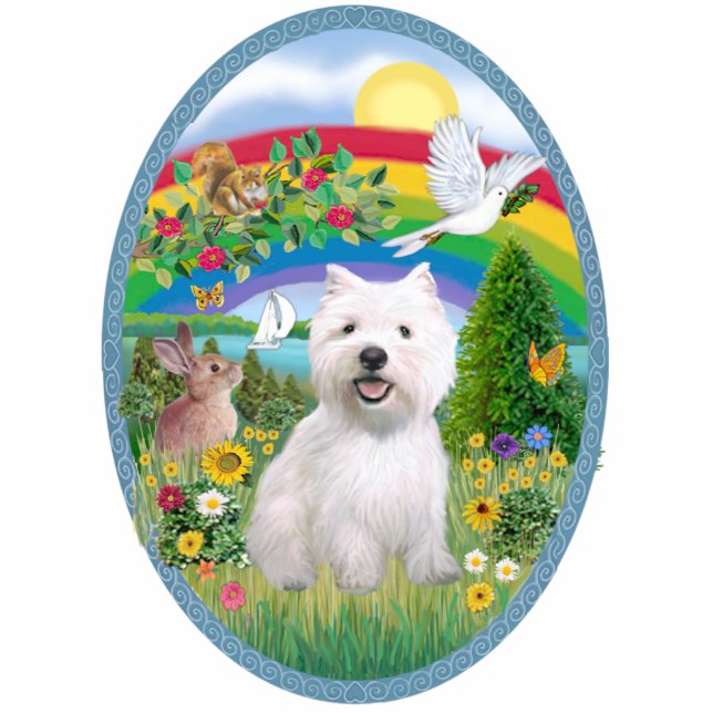 Rainbow Bright und West Highland Terrier Freistehende Fotoskulptur (Vorne)