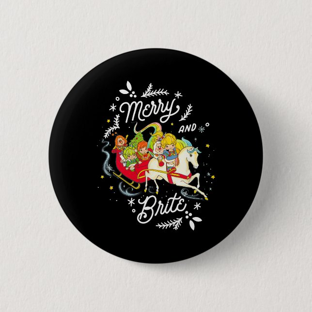 Rainbow Brite Christmas Merry und Brite Sleigh Rid Button (Vorderseite)