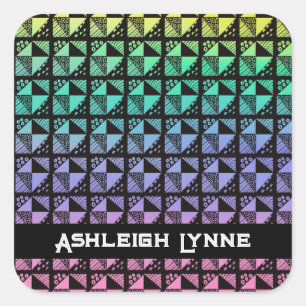 Rainbow Broken Geschirrs Patchwork Quilt Muster Quadratischer Aufkleber