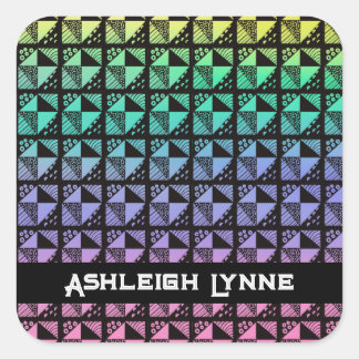 Rainbow Broken Geschirrs Patchwork Quilt Muster Quadratischer Aufkleber