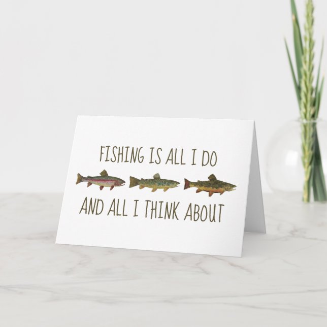 Rainbow Brown Brook Trout Fishing Quote Karte (Vorderseite)