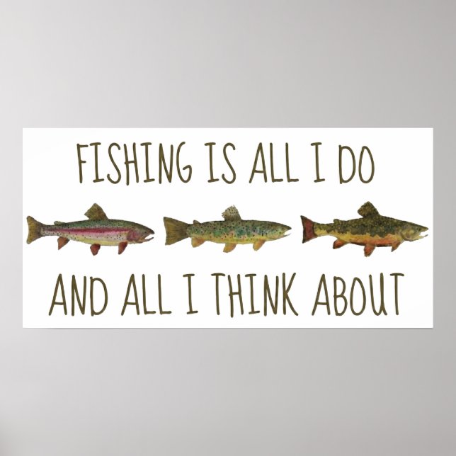 Rainbow Brown Brook Trout Fishing Quote Poster (Vorne)