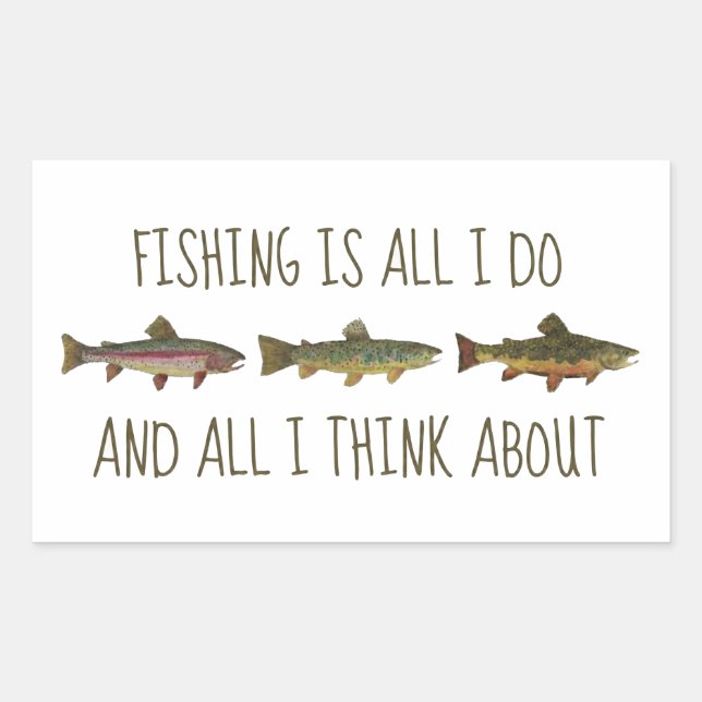 Rainbow Brown Brook Trout Fishing Quote Rechteckiger Aufkleber (Vorderseite)
