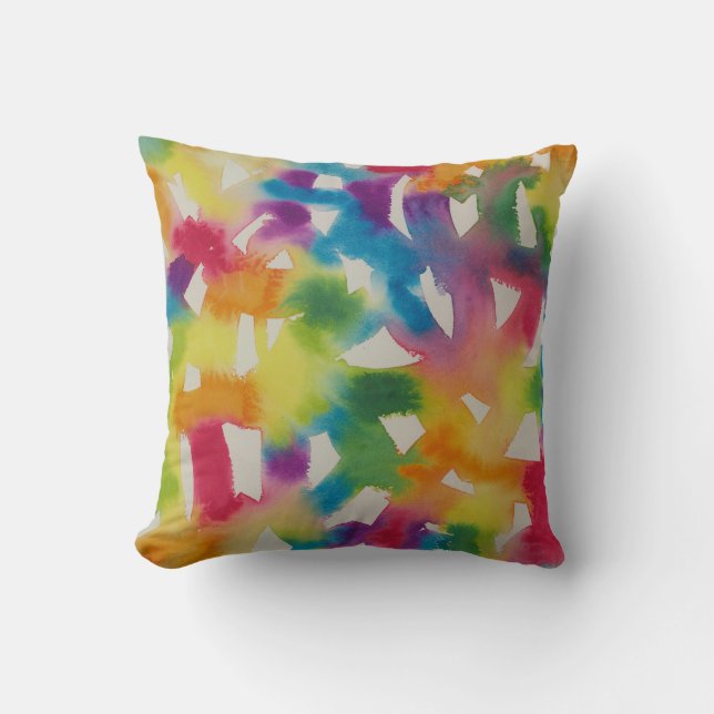 Rainbow Brushstrokes Pillow Kissen (Vorderseite)