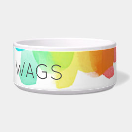 Rainbow Brushstrokes Wasserfarbe Art PET NAME Spaß Napf
