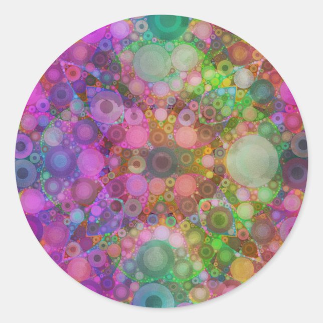 Rainbow Bubble Abstrakt Runder Aufkleber (Vorderseite)