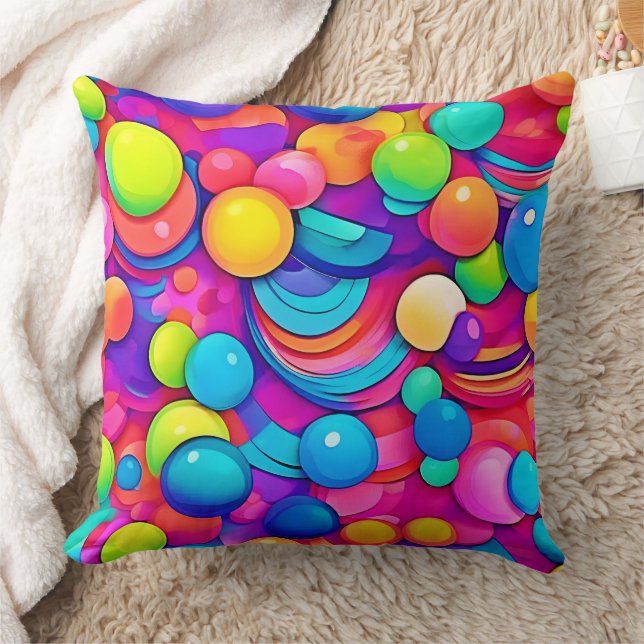 Rainbow Bubble Blast Artwork Kissen (Decke)