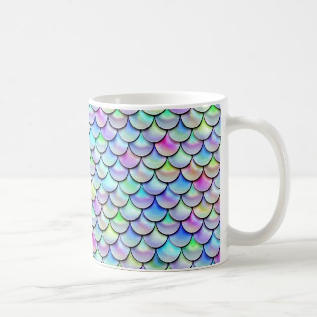 Rainbow Bubble Mermaid Scales Kaffeetasse (Rechts)