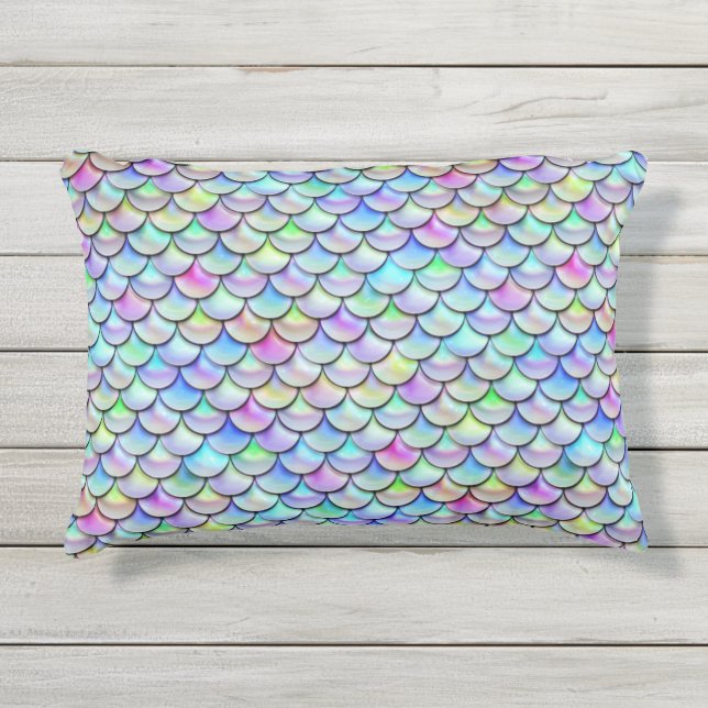 Rainbow Bubble Mermaid Scales Kissen Für Draußen (Vorderseite)