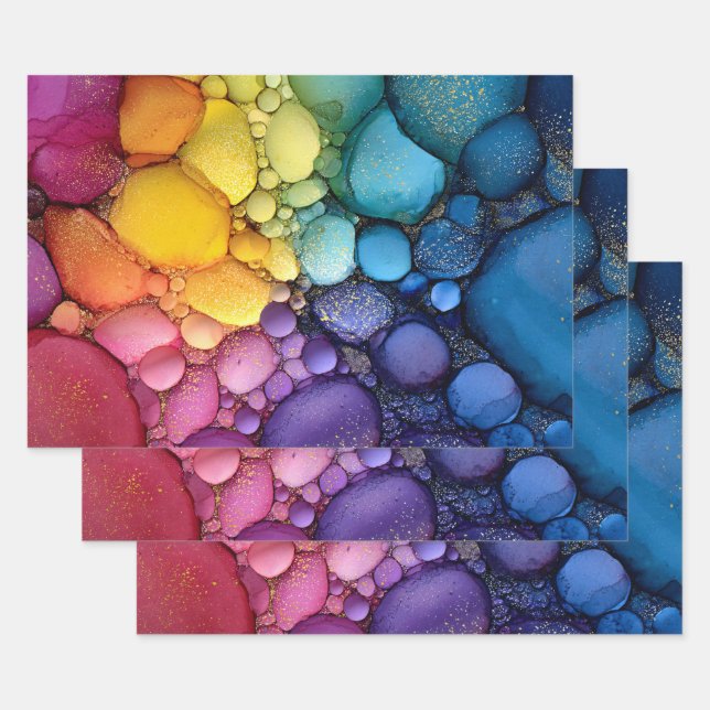 Rainbow Bubble Texture Fluid Art Geschenkpapier Set (Set)