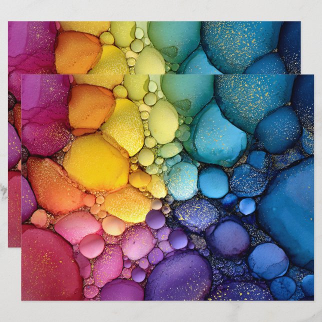 Rainbow Bubble Texture Fluid Art Scrapbook Papier (Vorne/Hinten)