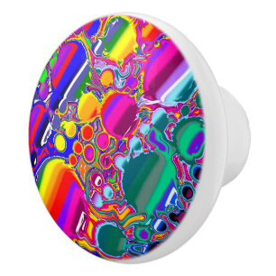 Rainbow Bubbles Fluid Art Keramikknauf