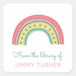Rainbow-Buchzeichen aus der Bibliothek Quadratischer Aufkleber