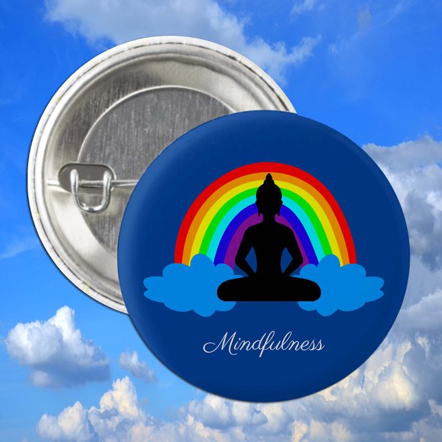Rainbow Buddha & Mindfulness Yoga/Meditation Button (Von Creator hochgeladen)